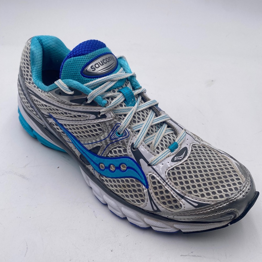 Saucony Guide 6 Running Shoes Womens Silver Blue Mesh Athletic Sneakers Trainers